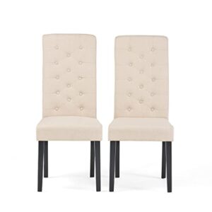 gdfstudio christopher knight home ckh tall-back fabric dining chairs, 2-pcs set, natural