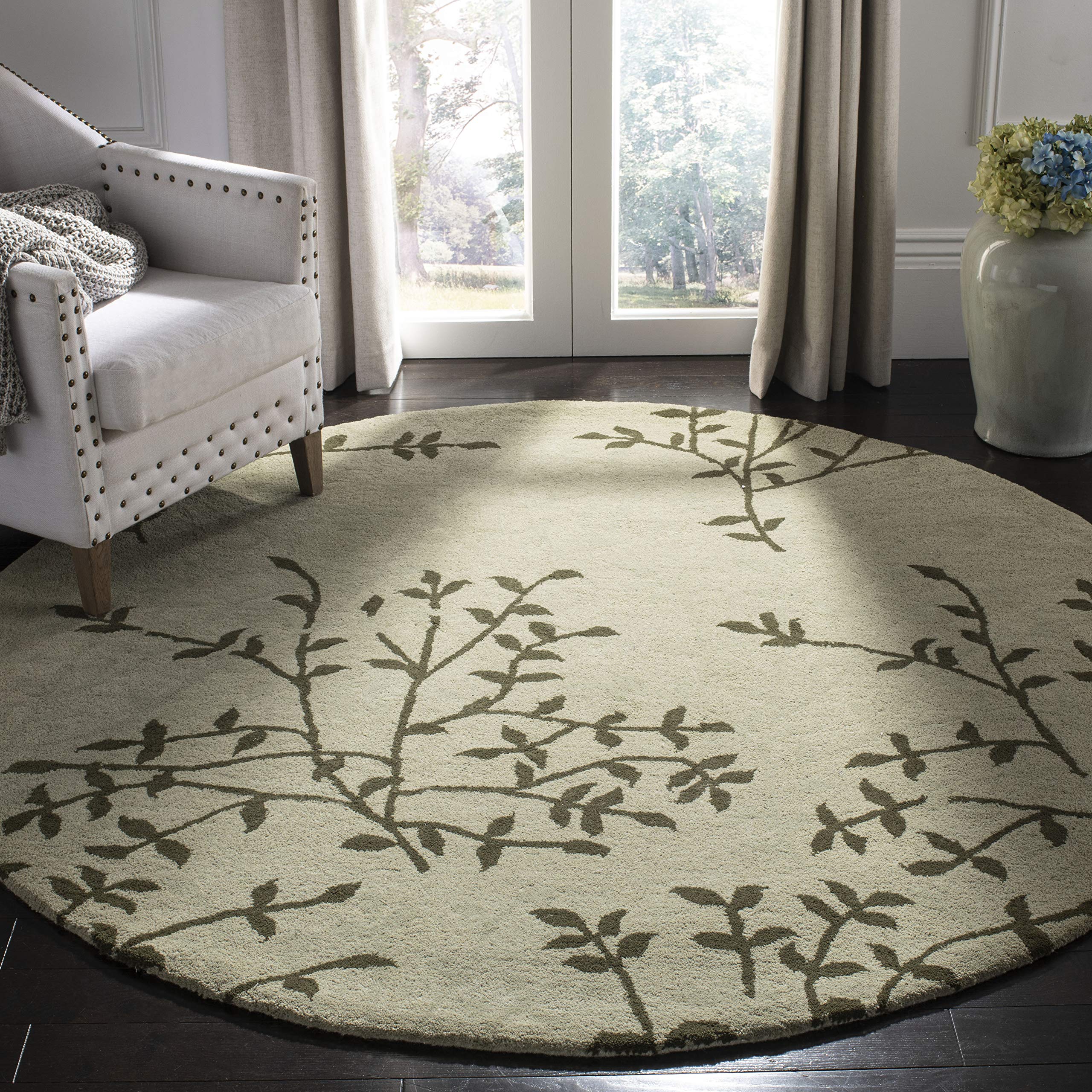 SAFAVIEH Soho Collection 6' Round Green/Multi SOH733A Handmade Premium Wool & Viscose Area Rug