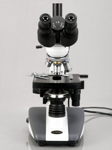 AmScope T360B-5M Digital Trinocular Compound Microscope, 40X-2000X Magnification, WF10x and WF20x Eyepieces, Brightfield, LED Illumination, Abbe Condenser, Double-Layer Mechanical Stage, Includes 5MP Camera with Reduction Lens and Software