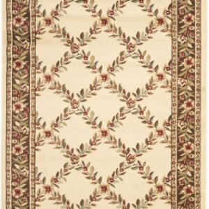 SAFAVIEH Lyndhurst Collection Accent Rug - 4' x 6', Ivory & Brown, Floral Trellis Design, Non-Shedding & Easy Care, Ideal for High Traffic Areas in Entryway, Living Room, Bedroom (LNH557-1225)