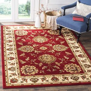 safavieh lyndhurst collection accent rug - 3'3" x 5'3", red & ivory, traditional oriental design, non-shedding & easy care, ideal for high traffic areas in entryway, living room, bedroom (lnh555-4012)