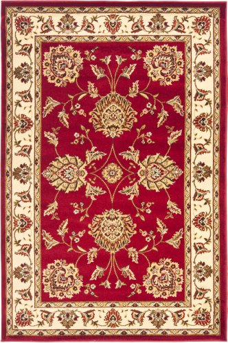 SAFAVIEH Lyndhurst Collection Accent Rug - 3'3" x 5'3", Red & Ivory, Traditional Oriental Design, Non-Shedding & Easy Care, Ideal for High Traffic Areas in Entryway, Living Room, Bedroom (LNH555-4012)