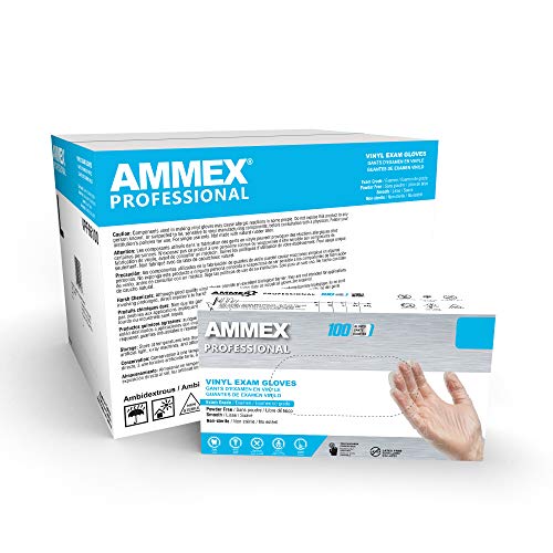 AMMEX Clear Vinyl Medical Gloves, Case of 1000, 3 Mil, Size X-Large, Latex Free, Powder Free, Disposable, Non-Sterile, Food Safe, VPF68100