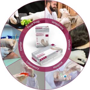 AMMEX White Latex Disposable Exam Gloves, 4 Mil, Powder-Free, Food-Safe, Lightly-Textured, Non-Sterile, Large, Case of 1000