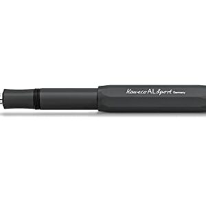 Kaweco AL SPORT Fountain Pen Black I Premium Fountain Pen for Ink Cartridges I Exclusive Fountain Pen 13 cm I Nib: F (Fine)