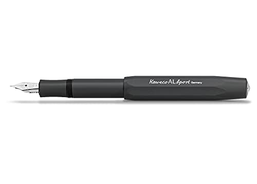 Kaweco AL SPORT Fountain Pen Black I Premium Fountain Pen for Ink Cartridges I Exclusive Fountain Pen 13 cm I Nib: F (Fine)