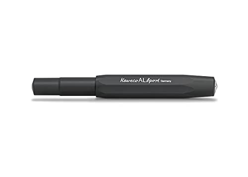 Kaweco AL SPORT Fountain Pen Black I Premium Fountain Pen for Ink Cartridges I Exclusive Fountain Pen 13 cm I Nib: F (Fine)