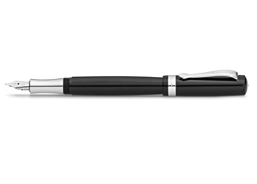 Kaweco STUDENT Black Fountain Pen I Premium Resin Fountain Pen for Ink Cartridges I Nostalgic Fountain Pen in Black with Silver Details I Student Pen 16 cm I Nib: EF (Extra Fine)