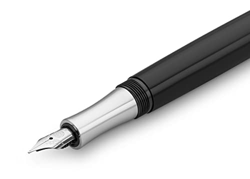 Kaweco STUDENT Black Fountain Pen I Premium Resin Fountain Pen for Ink Cartridges I Nostalgic Fountain Pen in Black with Silver Details I Student Pen 16 cm I Nib: EF (Extra Fine)