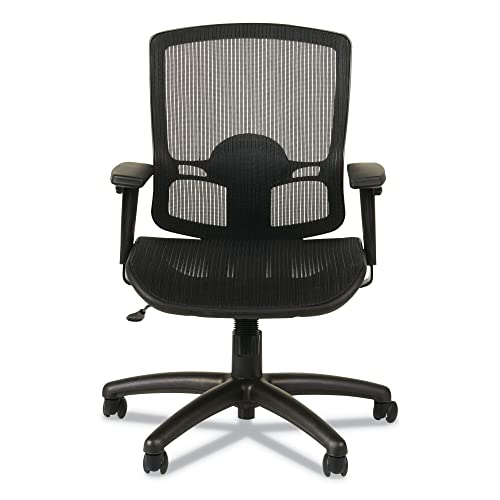 Alera ALEET4218 Etros Series 15.74 in. to 19.68 in. Seat Height Suspension Mesh Mid-Back Synchro Tilt Chair - Black