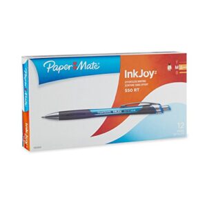 paper mate inkjoy 550rt retractable ballpoint pens, medium point, blue, 12-count