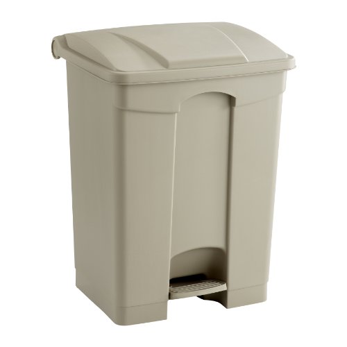 Safco Products Plastic Step-On Trash Can 9922TN; Tan; Hands-Free Disposal; 17-Gallon Capacity