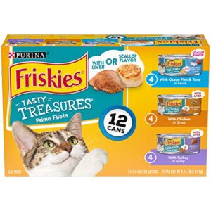 purina friskies gravy wet cat food variety pack, tasty treasures prime filets