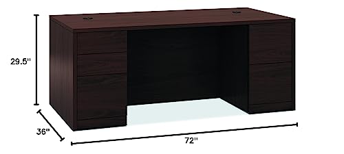 HON Double Pedestal File Desk, 72 by 36 by 29-1/2-Inch, Mahogany