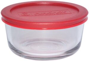 anchor hocking classic glass food storage container with lid, red, 2 cup