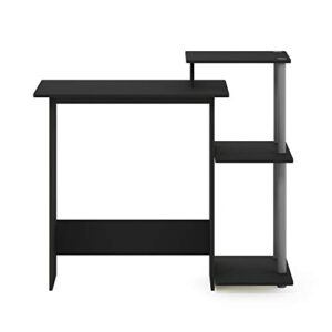 Furinno Efficient Home Laptop Notebook Computer Desk with Square Shelves, Black/Grey