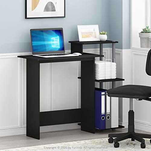 Furinno Efficient Home Laptop Notebook Computer Desk with Square Shelves, Black/Grey