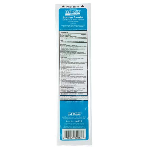 Toothette Oral Care Single Use Suction Swab System with Perox-A-Mint (50 Packages, 2 swabs/pkg)