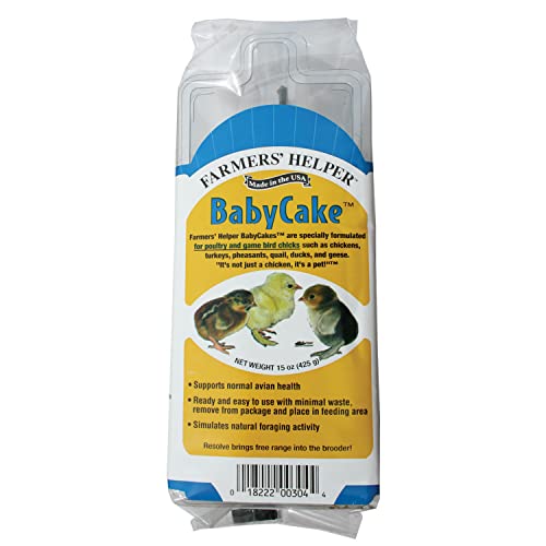 Farmers' Helper Baby Cake Specially Formulated Food For Baby Chickens, Turkeys, Peafowl, Guinea Fowl, Geese, Quail, Pheasants, and Ducks, 15 Ounce