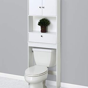 Zenna Home Drop Door Over the Toilet Bathroom Spacesaver, Bath-Storage Shelves, White