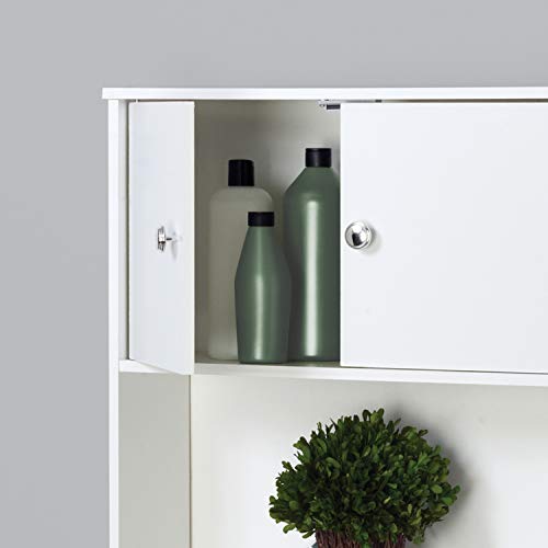 Zenna Home Drop Door Over the Toilet Bathroom Spacesaver, Bath-Storage Shelves, White