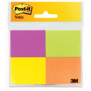post-it notes, 1 3/8" x 1 7/8", electric glow collection, 4 pads/pack