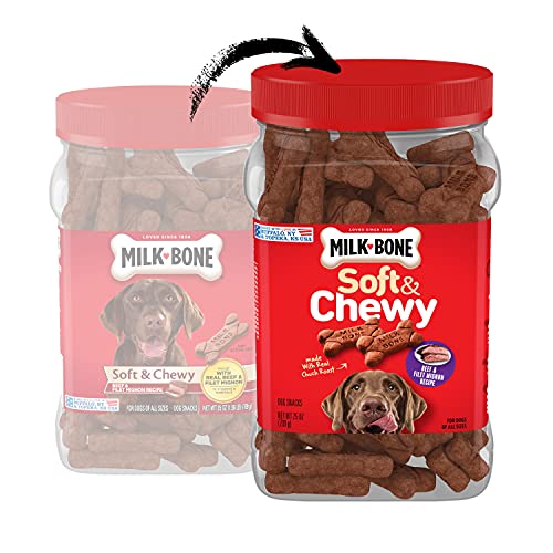 Milk-Bone Soft & Chewy Dog Treats, Beef & Filet Mignon Recipe, 25 Ounce