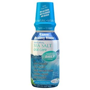 h2ocean healing rinse mouthwash- great tasting sea salt & xylitol mouth wash for fresh breath & dry mouth - alcohol & fluoride free - arctic ocean mint 8oz