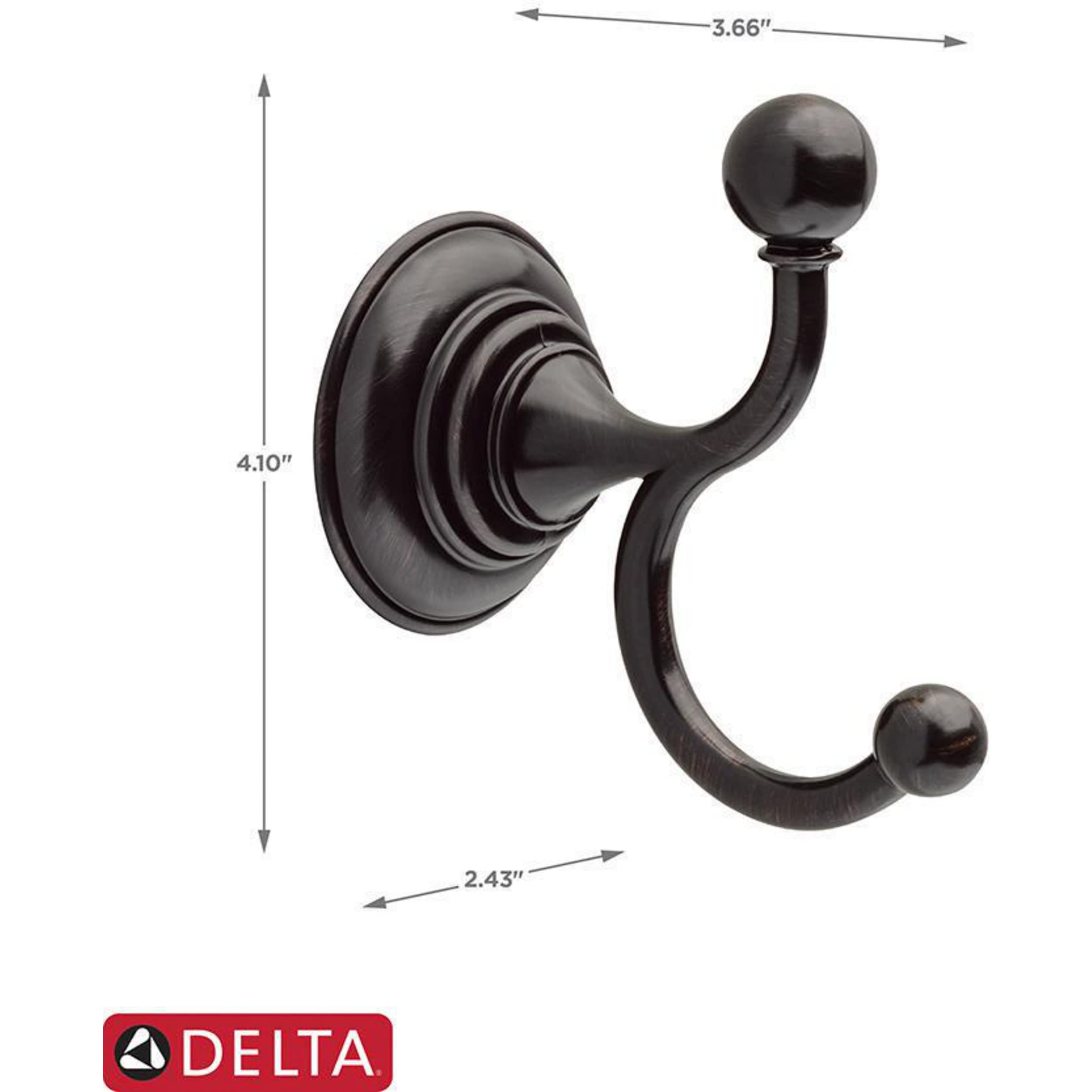 DELTA Providence Double Towel Hook, SpotShield Venetian Bronze , Bathroom Accessories, 134439