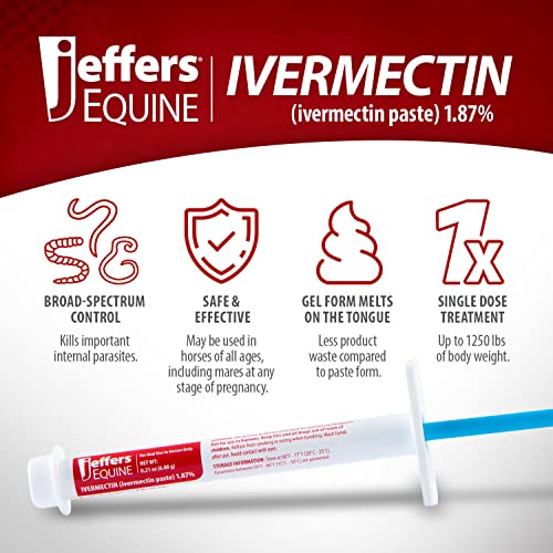 Jeffers Ivermectin Horse Dewormer | Single Dose for Horses | Gel Dewormer for Horses