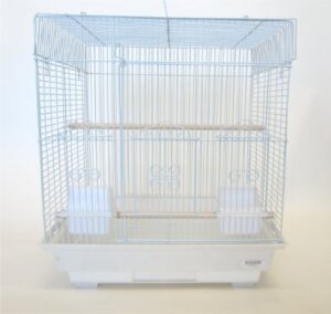 yml 3/8-inch bar spacing squaretop small bird cage, 18-inch by 14-inch, white