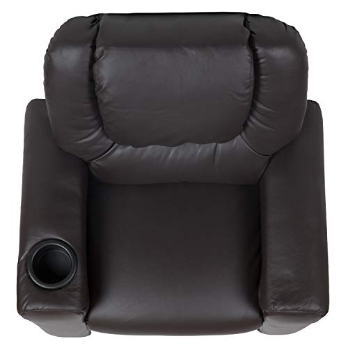 Flash Furniture Contemporary Brown LeatherSoft Kids Recliner with Cup Holder and Headrest for Lounge,Arm Rest, Vinyl