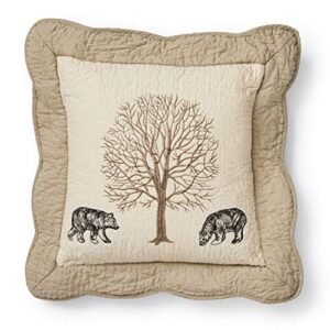 donna sharp throw pillow - bear creek lodge decorative throw pillow with bear pattern - square