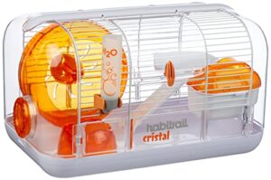 habitrail cristal hamster cage, small animal habitat with hamster wheel, water bottle and hideout,white