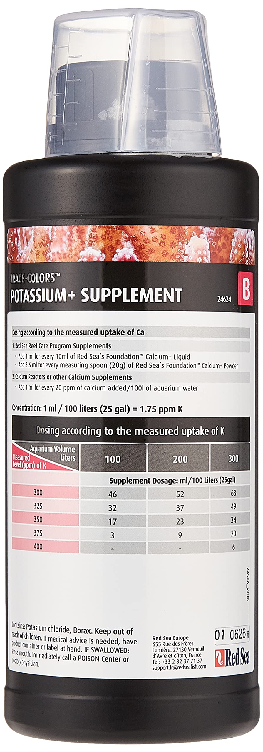 Red Sea Fish Pharm ARE22053 Reef Colors Potassium Supplement-B for Aquarium, 500ml