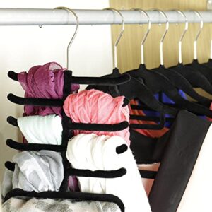 HANGERWORLD Black Velvet Flocked Tie Rack Hanger Belt Accessory Organizer For Closet Ties Holder