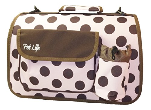 PET LIFE Folding Zippered Casual Airline Approved Fashion Travel Pet Dog Carrier with Bottle Holder, Medium, Plaid