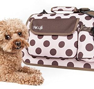 PET LIFE Folding Zippered Casual Airline Approved Fashion Travel Pet Dog Carrier with Bottle Holder, Medium, Plaid