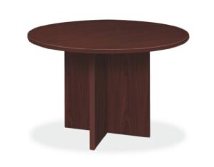 hon bl series conference table , round , x-base , 48" diameter , mahogany finish