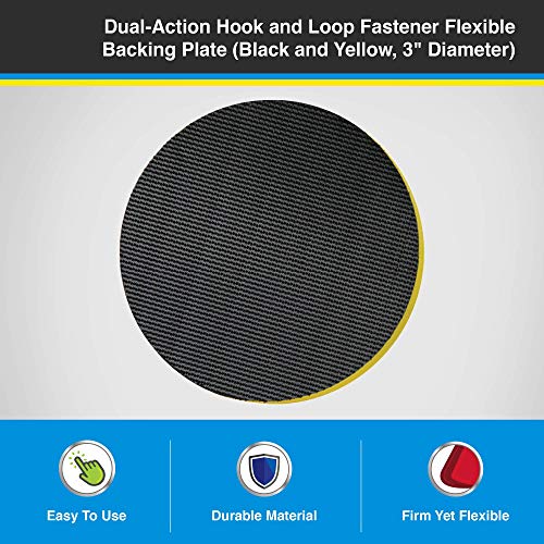 Lake Country Dual-Action Backing Plate, Flexible Plate with Hook-and-Loop Fastener, 3 Inch, Black and Yellow with Inner Steel Construction