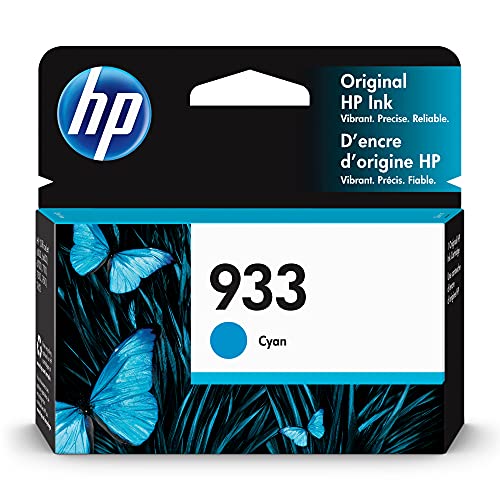 HP Original 933 Cyan Ink Cartridge | Works with OfficeJet 6100, 6600, 6700, 7110, 7510, 7610 Series | CN058AN