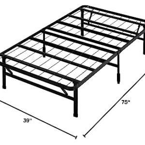 ZINUS SmartBase Tool-Free Assembly Mattress Foundation / 14 Inch Metal Platform Bed Frame / No Box Spring Needed / Sturdy Steel Frame / Underbed Storage, Black, Twin, Regular