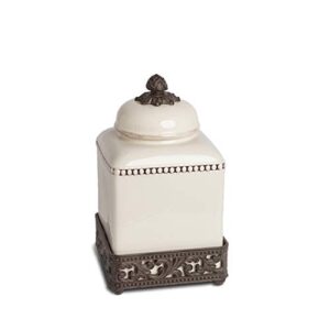 gg collection small cream ceramic canister with metal base