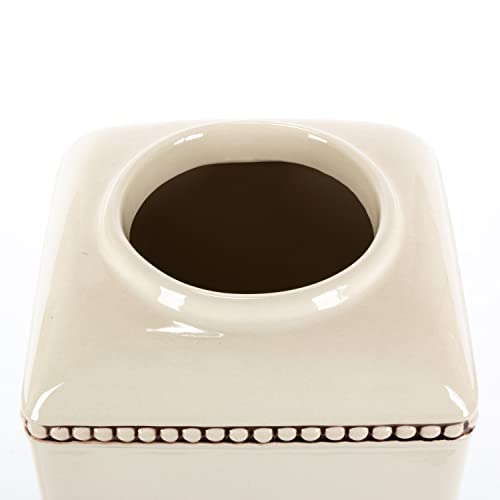 GG Collection Small Cream Ceramic Canister with Metal Base