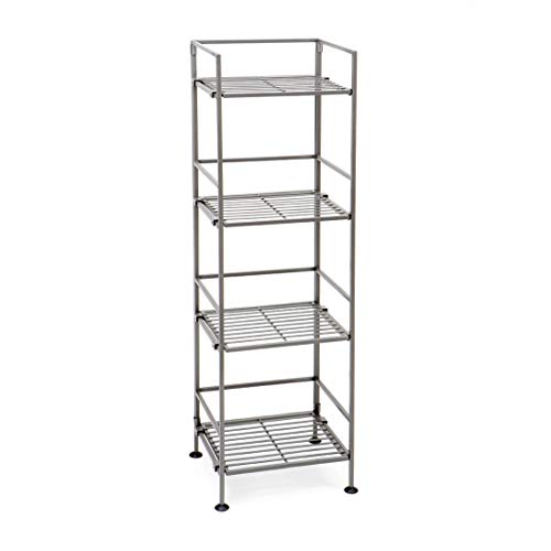 Seville Classics Iron Slat Tower Shelving, 4-Tier (Pewter)