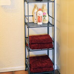 Seville Classics Iron Slat Tower Shelving, 4-Tier (Pewter)