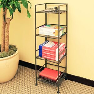 Seville Classics Iron Slat Tower Shelving, 4-Tier (Pewter)