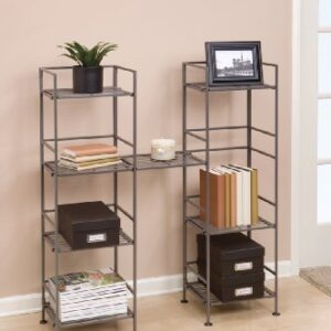 Seville Classics Iron Slat Tower Shelving, 4-Tier (Pewter)