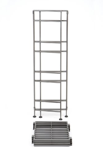 Seville Classics Iron Slat Tower Shelving, 4-Tier (Pewter)