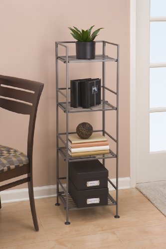 Seville Classics Iron Slat Tower Shelving, 4-Tier (Pewter)